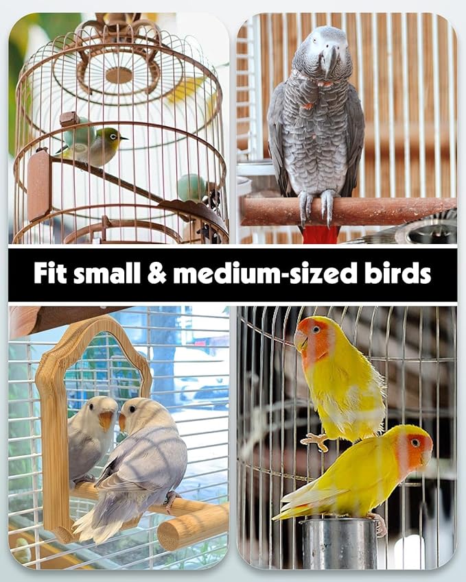 Pawfly 4 Pcs Bird Water Dispenser, Cage Accessories for Parrot & Hamster, Bird Feeder for Cage, White & Blue Waterer for Small Parakeet Cockatiel Budgie Lovebirds