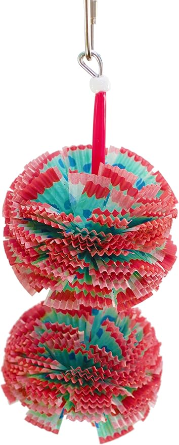 Bonka Bird Toys 1065 Duo Paper Puff 8" High by 3" Wide Small Parrot Chew Cage Toy, Cockatiel, Parakeet, Lories, and Similar Sized Birds