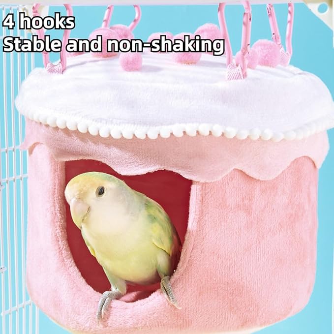 Bird Plush Nest Bed Hanging Soft Warm Hammock for Birds Parrot Parakeet Cockatiel Conure Budgie Finch Lovebirds Quaker Hamster Rat (Yellow)