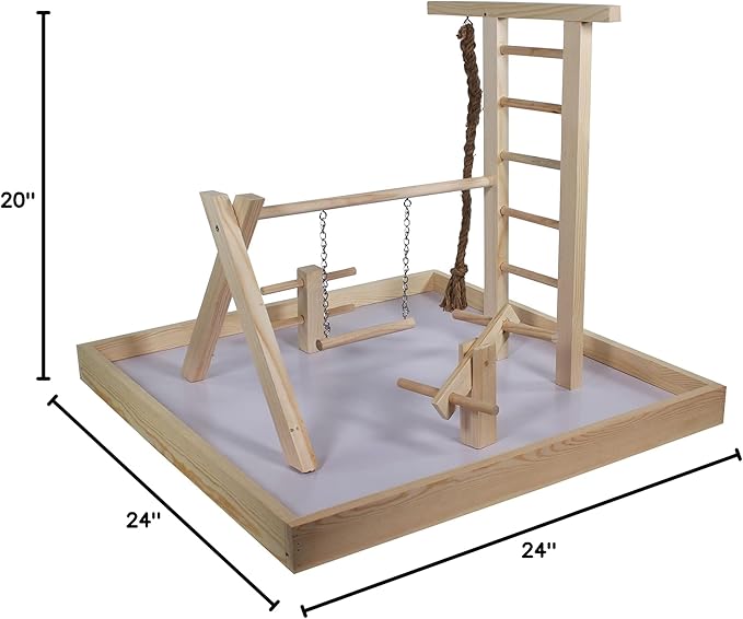 Penn-Plax Bird Life Wooden Playpen – Perfect for Conures, Ring Necks, Quakers, Amazons, and African Greys – Extra-Extra Large Size (Natural Brown)