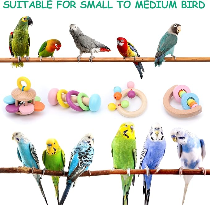 Large Bird Toys for Foot Parrot Handheld Interactive Toys, 4 Pack