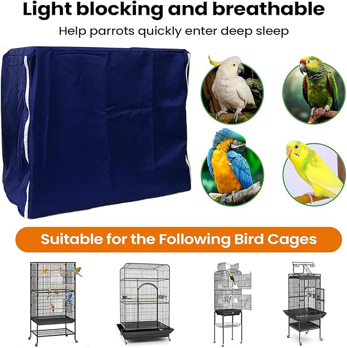 Bird Cage Covers for Night – Windproof Breathable Dustproof Fabric, Light Blocking Pet Crate Cover | Bird Cage Cover for Parakeet, Parrot, Canary, Cockatiel, Finch, Lovebird, Cockatoo, Conure, Aviary