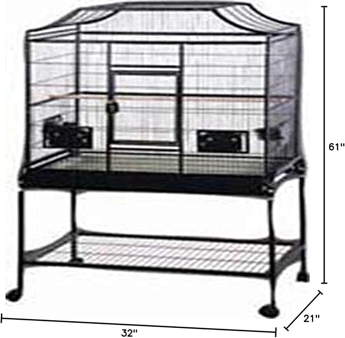 A&E CAGE Company MA3221FL Platinum Elegant Style Flight Bird Cage with Stand Gray, 32 by 21 by 61"