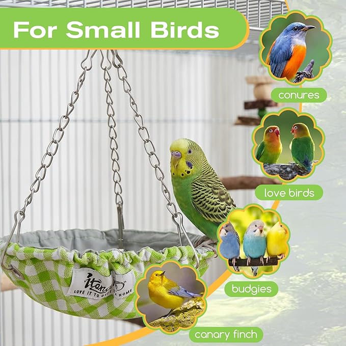Hanging Bird Bed for Parakeet Bird Bed for Cage Waterproof Birds Hammock Swing Nest Parakeet Beds Nest for Conures Budgies Lovebirds Canary Finch Small Parrots