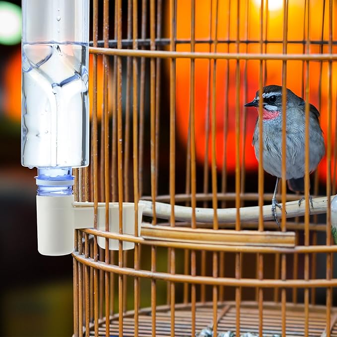 LemonRoad 24 Pcs Bird Drinker Feeder Cups Plastic Water Bottle Cup for Cage Ideal for Pigeon Bottle Chicken Quail Poultry Waterer Accessories (White)