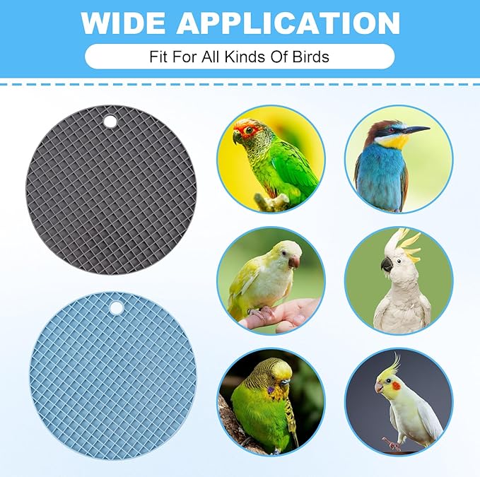 2pcs Bird Foraging Puzzle Toy, Silicone Bird Slow Feeder Mats, Parrot Cage Accessories, Foraging Toys Fit for Parakeet, Cockatiel, African Grey, Conure, Budgie