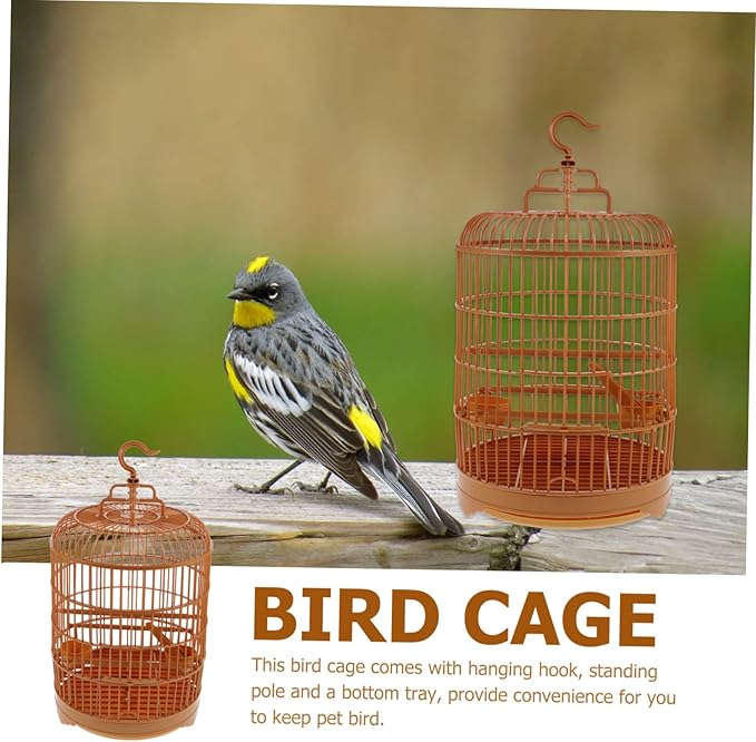 POPETPOP 1set Round Plastic Bird Cage for Parrots Cockatiels Lovebirds Easy Spacious Design for Pet Birds and Decorative Cage