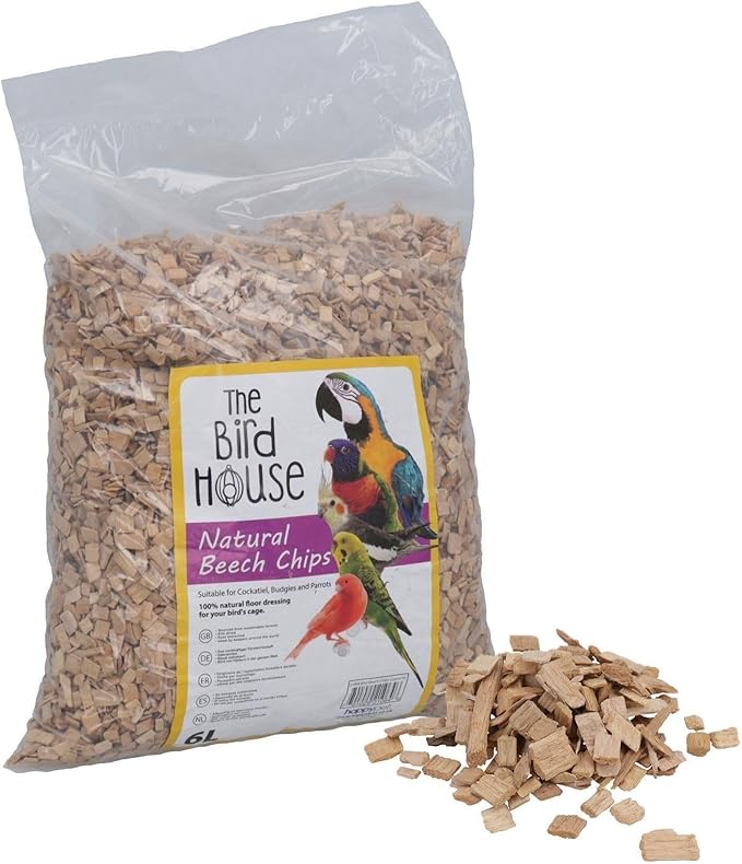 AB Tools 4pk of 6 Litre Natural Coarse Beech Chips Bird Parrot Cage Bedding Covering
