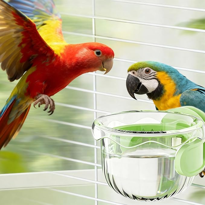 Parrot Feeder Set - 2-Piece Hanging Parrot Feeder for Bird Cages, Suitable for Cockatiels, Lovebirds, Macaws, and Other Pet Birds (White)