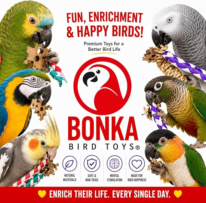 Bonka Bird Toys 1242 Helix Budgie Parrotlet Cockatoo Parrot Cages Cockatiel African Grey Macaw