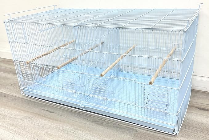Extra Large 36" x 18" x 19"H Lot of Two Stackable Breeder Bird Flight Breeding Cage Side Breeding Nest Box Door with Center Divider