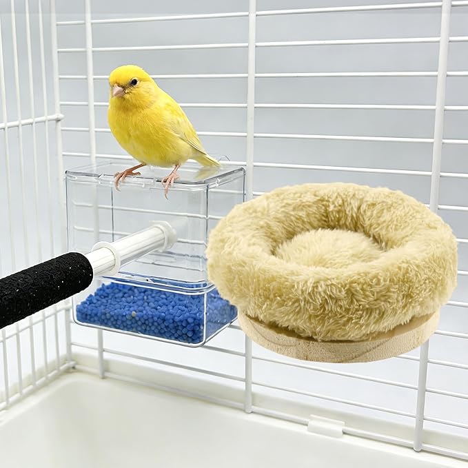 Small Bird Nest for Cage Removable Plush Parrot Hammock Bed Winter Warm Resting Perch Platform for Small Budgies, Lovebirds, Cockatiels, Canaries, Parakeets Cage