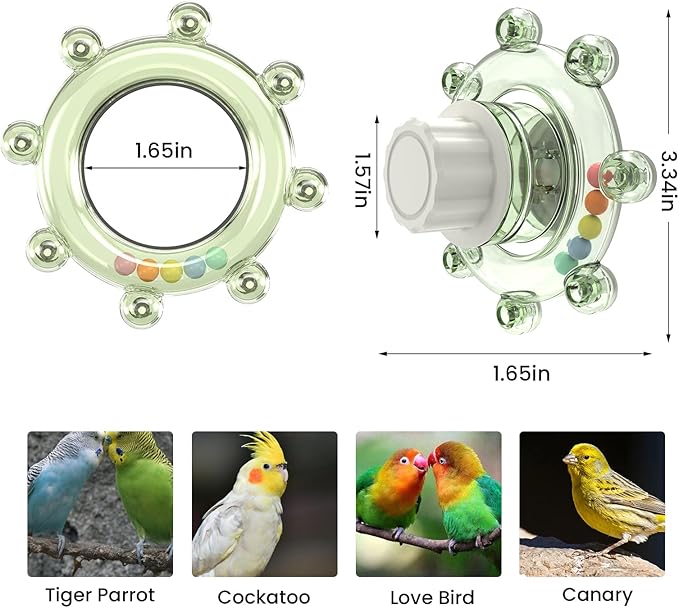Bird Mirror Toys for Cage,Parakeet Rotating Sound Wheel Toy,Budgie Training Colorful Interactive Chew Toys for Canaries Lovebirds Conures Cockatiels cage Accessories (2, Pink)