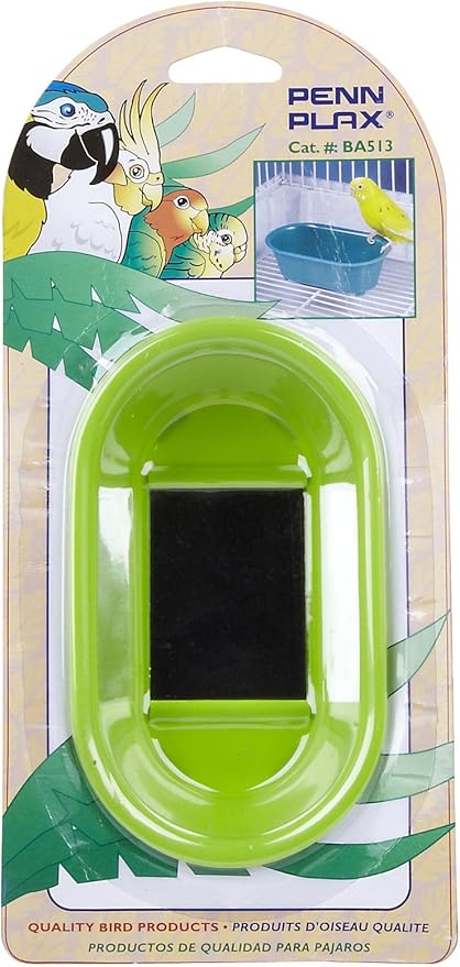 Penn-Plax Bird Bath with Mirror - Engaging Cage Accessory for Bathing, Play, and Feather Care - Easy to Clean & Install - Ideal for Parakeets, Canaries and Small Birds, 5.75 x 3.25 x 1.75 Inches