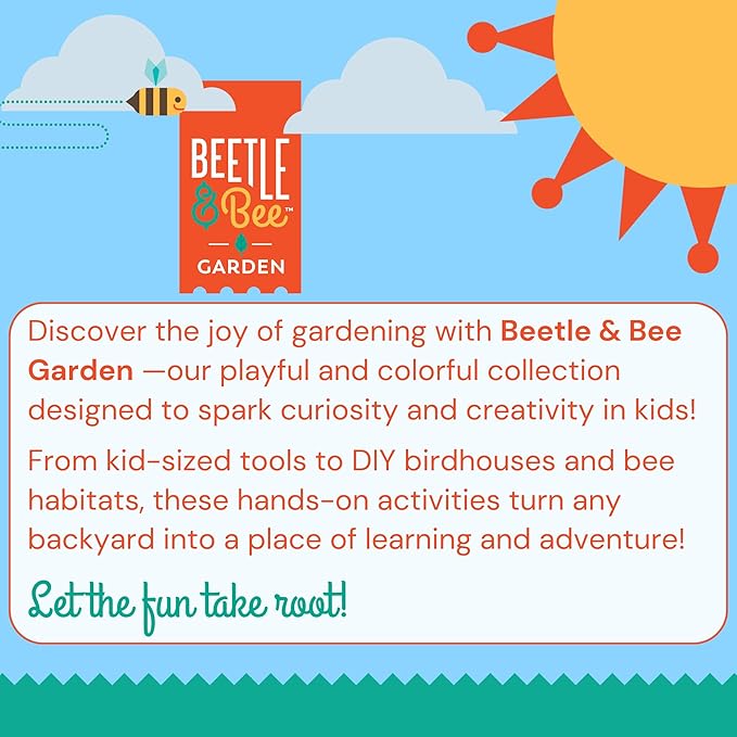 Toysmith Kids Gardening & Beach Bucket – 5″ Metal Pail with Grippable Handle | Assorted Bee & Beetle Colors | Durable Steel for Outdoor Play - 1 Count