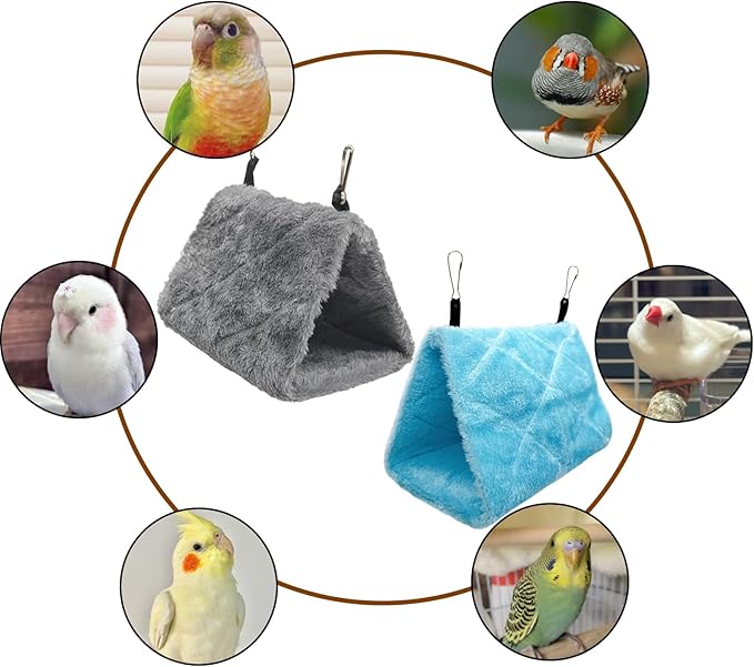 Tfwadmx 2Pcs Bird Tent Plush Hammock Hanging Warm Hut Nest for Cage 6.3''X5.1''X4.7'' Parrot Snuggle Sleeping Bed Hideaway Cave for Eclectus Parakeet Cockatiels Cockatoo Conure Lovebird