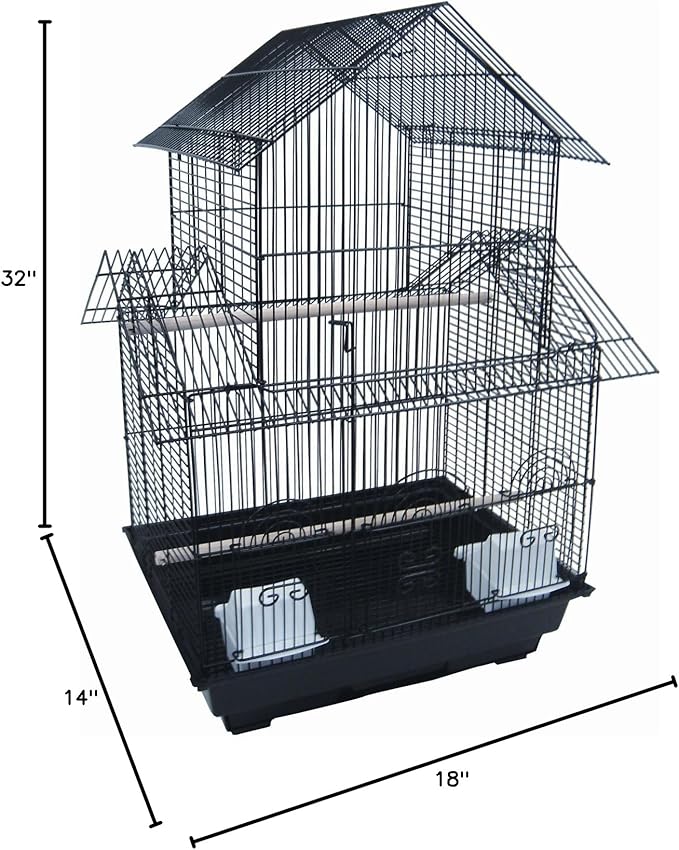 YML 18-Inch by 14-Inch Small Pagoda Top Bird Cage, Black