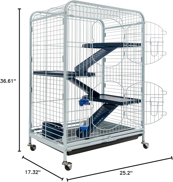 Tyrol Blue/Back Tower Rodent Cage 64 x 44 x 93cm