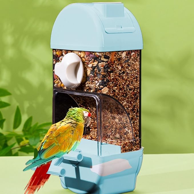 Automatic Bird Feeder - Parrot Automatic Feeder | Parrot Water Dispenser | Clear Bird Feeder Smart House Shaped Parakeet Feeder | Large Capacity Anti Spill Food Container Drinker Cage for Cockatiel