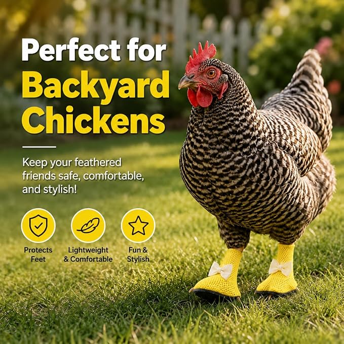 Chicken Boots for Chickens - Breathable Poultry Shoes with Non-Slip Sole for Backyard Chickens (Little Bows)