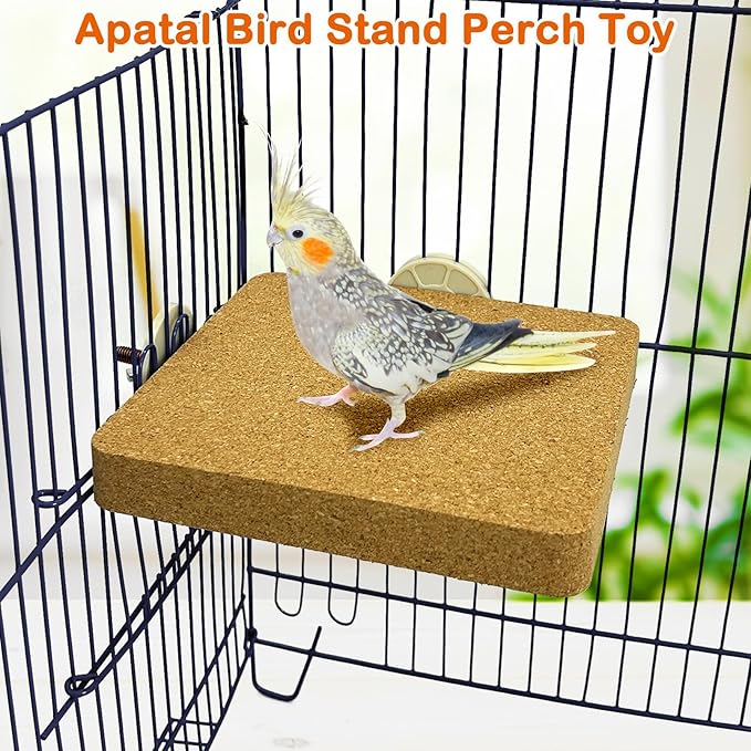 3 Pack Bird Perch Platform Cork Parrot Perch Stand Corner Parakeet Chewing Toy Bird Paw Grinding Cage Accessories for Medium and Large Conures Budgies Cockatiels Finches (Large)