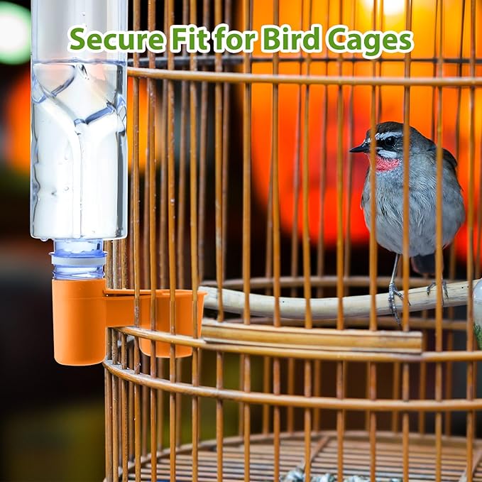 LemonRoad 24 Pcs Bird Drinker Feeder Cups Plastic Water Bottle Cup for Cage Ideal for Pigeon Bottle Chicken Quail Poultry Waterer Accessories (Yellow)