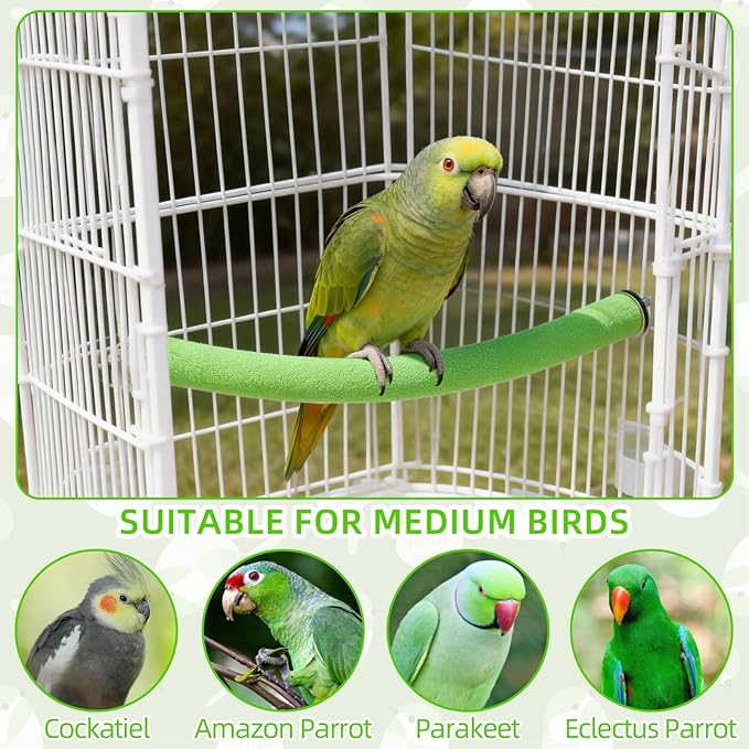 Rypet Parrot Perch Stand Toy Used for Cage Corner for Paw Grinding Clean Stick Exercise, Rough-Surfaced Quartz Bird Perch Standing Cage Accessorie for for Small Parakeets Cockatiel Conures (Green L)