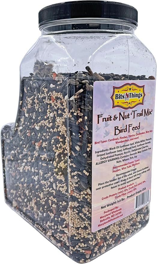 Bits N Things Wild Bird Food | Made in USA & All Season | (5.5 lbs., Fruit and Nut Mix)