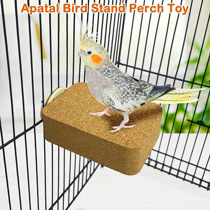 3 Pack Bird Perch Platform Cork Parrot Perch Stand Parakeet Chewing Toy Bird Paw Grinding Cage Accessories for Small Conures Budgies Cockatiels Finches (Small)
