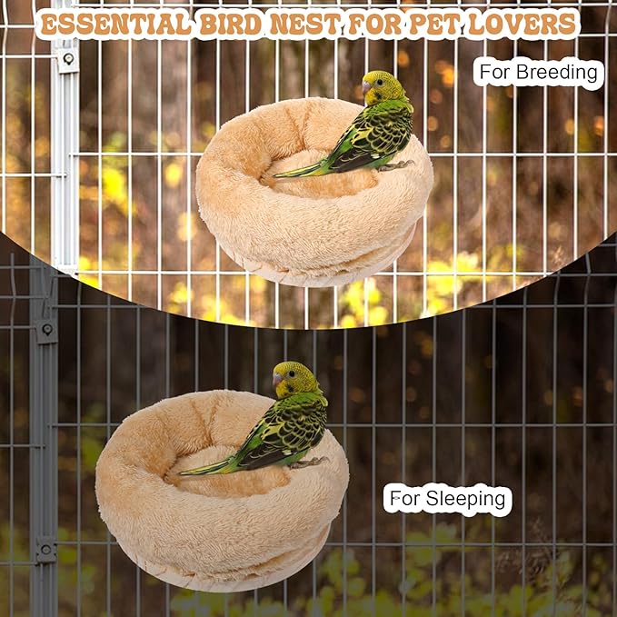 Medium Birds Nest for Cage - Removable Plush Parrot Hammock Bed - Winter Warm Resting Perch Platform for Budgies Cockatiel Conure Parakeet Hamster