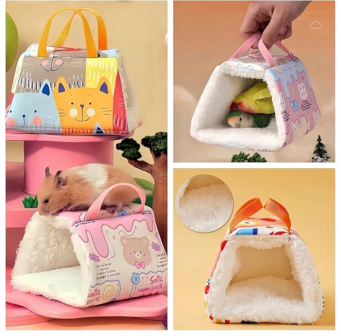 Warm Bird Nest House Plush Birds Hut Bed Hanging Hammock Sleeping Bed Bird Snuggle Cave Hanging Tent for Parrot Parakeet Cockatiel Conure African Grey Macaw-Kitten