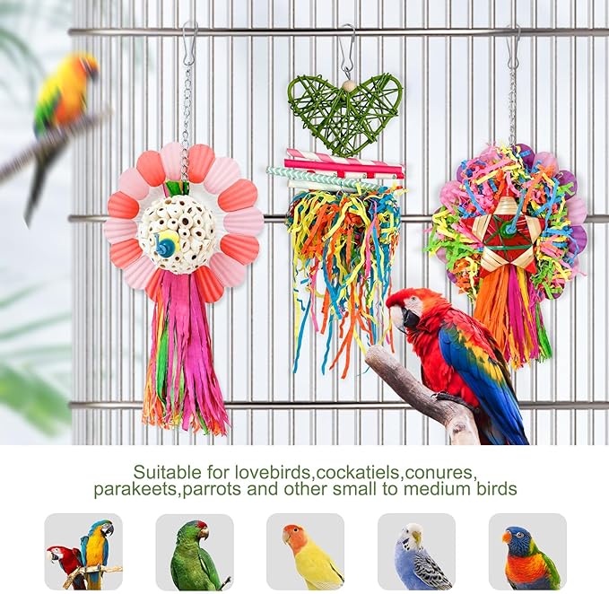 Bird Toys, 3PCS Natural Corn Cob Bird chew Toys Bird Foraging Toys for Small Medium Parrots, Conures, Cockatiel, Lovebird Cockatiel