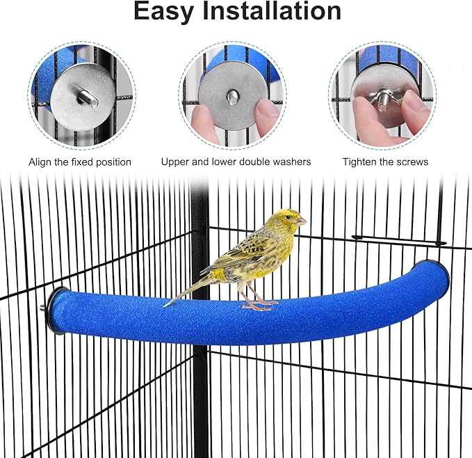 FrgKbTm U Shape Parrot Perch Stand Toy Bird Platform Sand Paw Grinding Clean Stick Exercise Conure Budgie Cockatiel Cage Accessories (Blue-Corner)