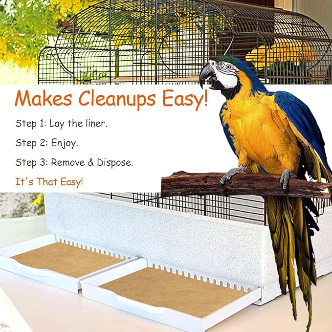 30PCS Bird Cage Liners - 13.8x13.8 Inch Leak-Proof Disposable Tray Pads for Parrots, Parakeets, Cockatiels, Lovebirds | Easy-Clean Cage Bottom Paper | Customizable Size