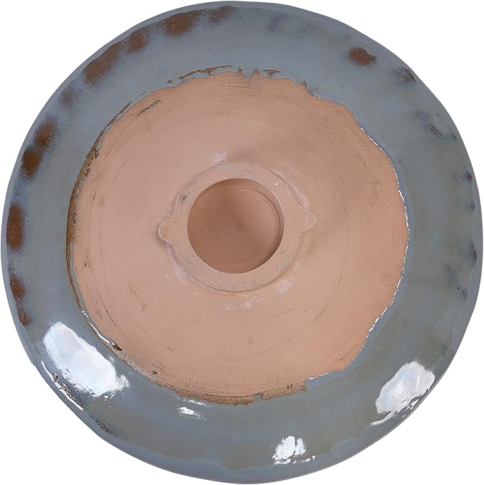 Ceramic Bird Bath for Outdoors, 18" H Weather-Resistant Birdbath for Garden Bird Watching, Pedestal Glazed Birdbaths, Ombre Blue