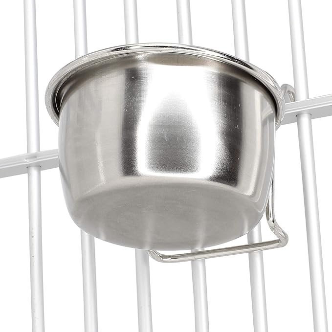 800113 5oz Stainless Steel Hook Cup Bonka Bird Toys Parrot Parrotlet Budgie Cockatiel Quaker Dove