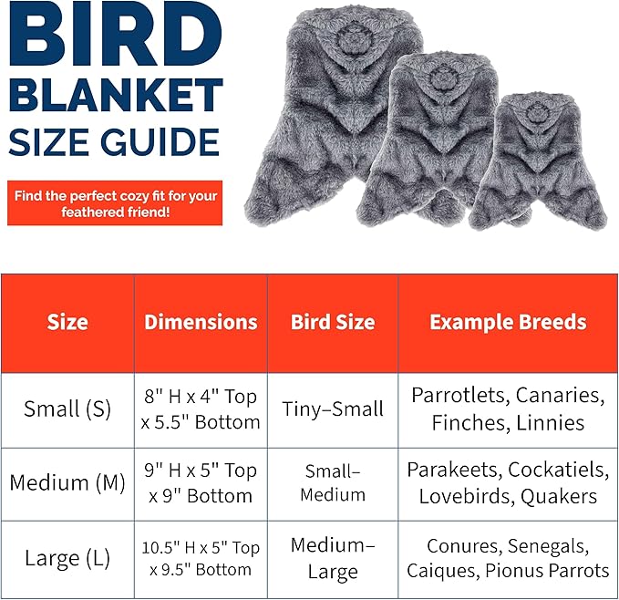 Bird Corner Fleece Blanket – Soft Cozy Cage Liner for Parrots, Conures, Cockatiels & Small Birds – 6-Inch Gray Hammock Snuggle Hut – Winter Warm Bird Cage Accessory (Large)