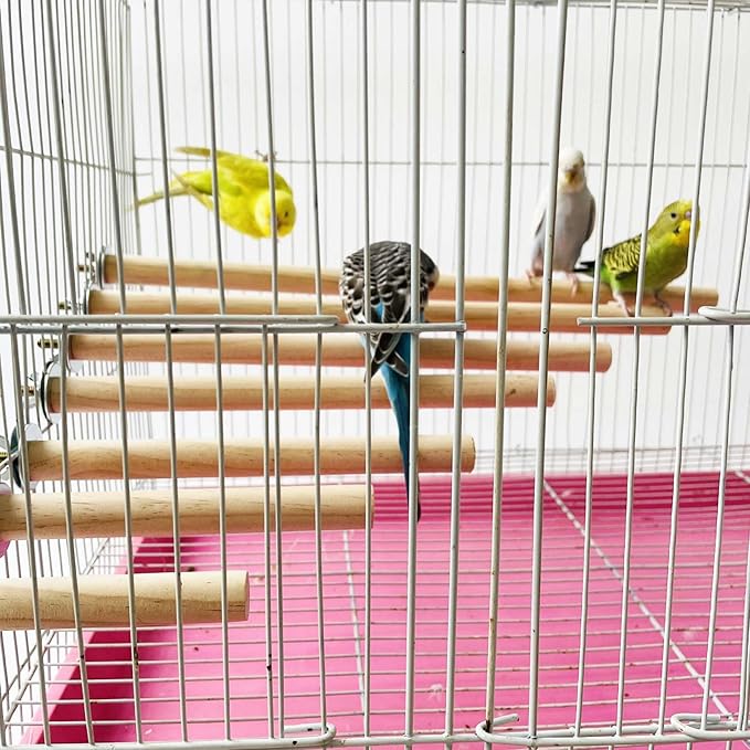 7 PCS Natural Parrot Perch Bird Stand Fork Parakeet Climbing Standing Branches Toy for Small Lovebirds Budgies Cockatiels