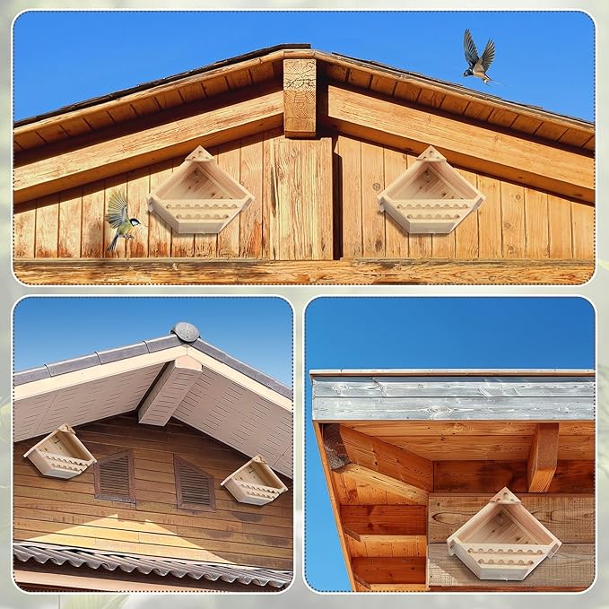 DoubleFill 1 Pcs Cedar Dove Nesting Box Bird House Outdoor Wood Triangular Opening Bird Box House for Doves Nesting and Roosting Platform Garden Decoration