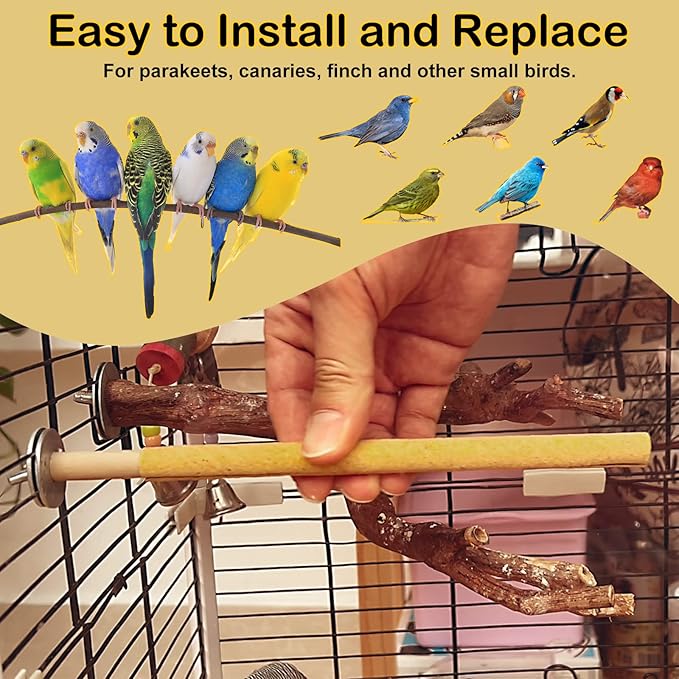 S&X Small Bird Perch Covers, Sand Perch Covers Sandpaper for Budgies, Canaries, Parakeets, Lovebirds and Other Small Birds, 6-Pack