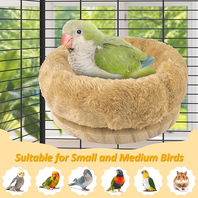 DBNESS Medium Bird Nest for Cage, Removable Plush Parrot Hammock Warm Resting Perch Platform for Budgies Cockatiel Conure Parakeet Hamster Washable Breeding Sleeping Lay Eggs Nesting