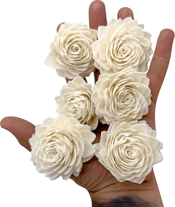 by M&M 5179 Pk6 Small Sola Shred Lotus - Handmade Lightweight Chewable Bird Foot Toys, Made from Many Sola Wood Slices, Delightful for Birds to Shred Apart, Stuff Treats Inside