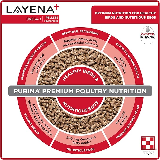 Purina Layena+ | Nutritionally Complete Layer Hen Feed | Omega 3 Formula - 10 Pound (10 lb) Bag