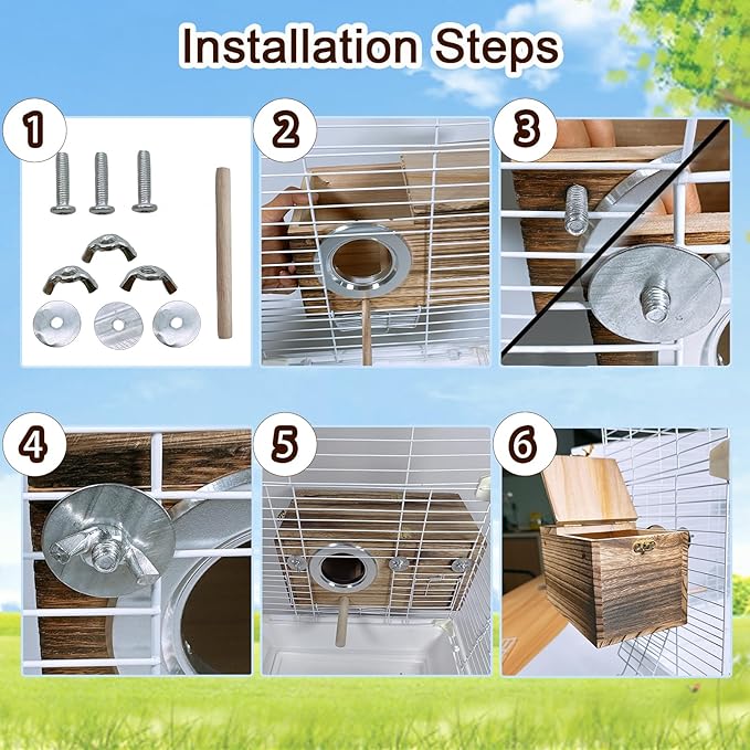Tfwadmx Large Parakeet Nesting Box, Bird Nest Breeding Box, Wood Parrot Nest Box with Perch Bird Cage House for Cockatiel Lovebirds Budagie Canary Finch (XL)