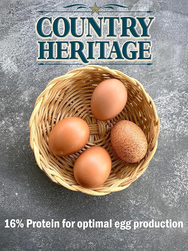 Country Heritage Chicken Layer Crumble 50lbs - 16% Protein Feed for Increased Egg Production & Strong Eggshells, High Protein