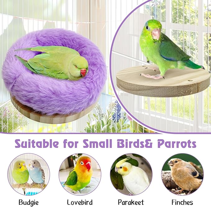 Hamiledyi Bird Bed for Cage Plush Parrot Hanging Hammock Warm Bird Nest Parrot Nest House Snuggle Hut Birds Sleeping Bed Soft Warm Hammock for Parakeet Lovebird Cockatoos Budgies(Purple)
