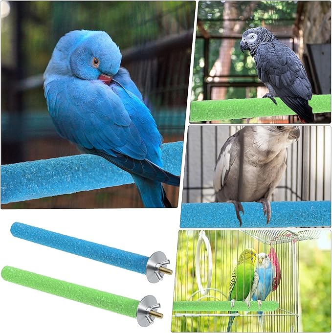 Bird Perches for Cage, 2 PCS Parrot Perch Bird Cage Perch Toy Paw Grinding Stick Cages Wooden Grinding Claw Sticks Sanded Surface Cages Toy for Parakeets Finches Parakeet Toys Birdcage Accessories