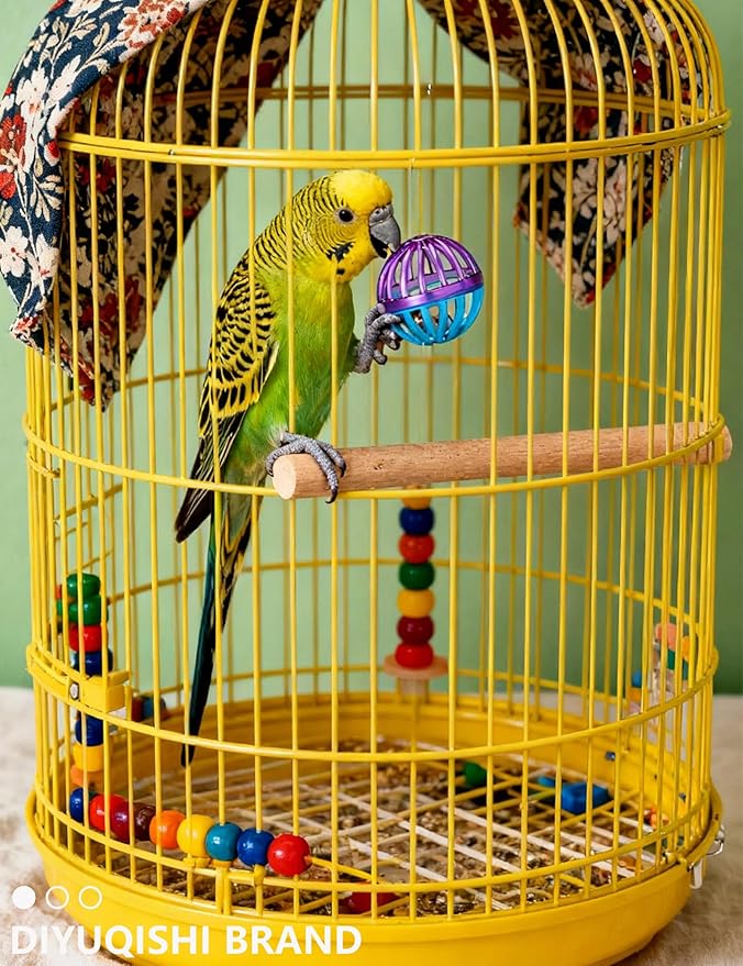 23-Pack Bird Toys for Parrots – Natural Rattan & Plastic Bell Balls – Safe, Fun Cage Decor & Foot Exercise (1.6'' - 2.8'')