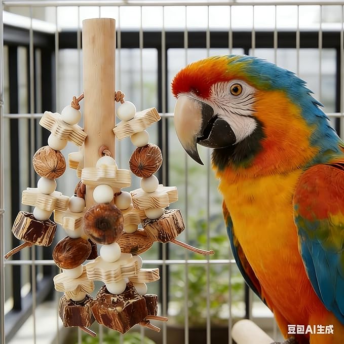 Bird Toys Cage Accessories, Natural Handmade Parakeet Toys, Chewing Toy Hanging in Bird Cages for Parrot Cockatiel Budgie Conure