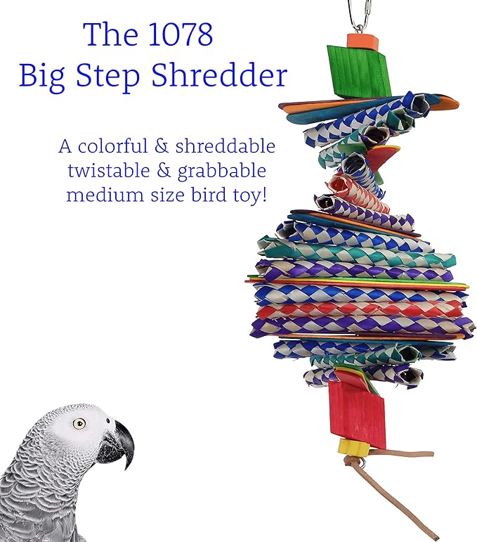 Bonka Bird Toys 1078 Big Step Shredder 10" x 6", Parrot Chew Forage Cage Toy, African Grey, Conure, Amazon, and Similar